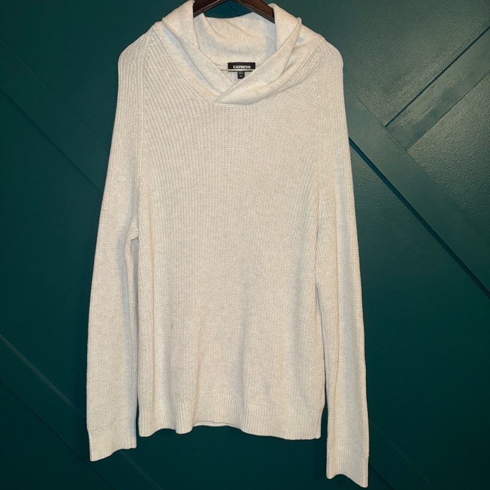 Express Cream Knit Cowl Neck Sweater